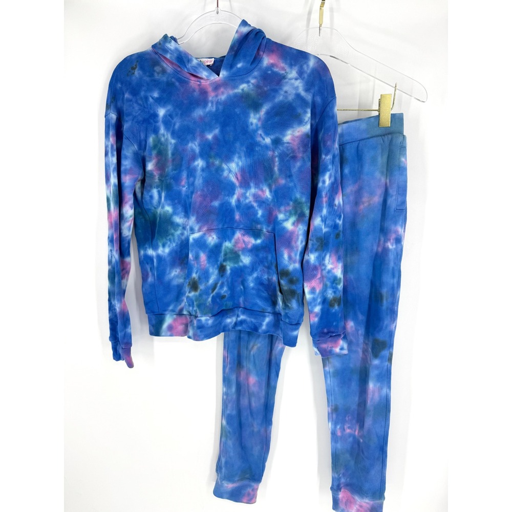 Candy Pink Girls Blue Tie Dye Hoodie and Joggers Lounge Set Size 14/16